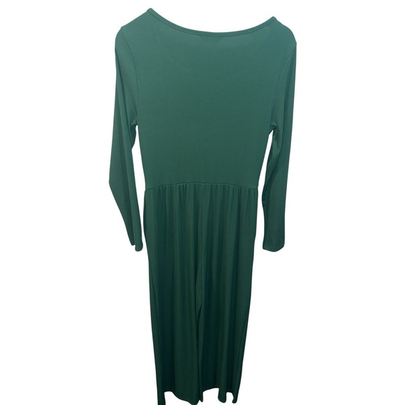 Pretty Garden Long Sleeve Pant Stretchy Jumpsuit Green Women's Large - Picture 3 of 4